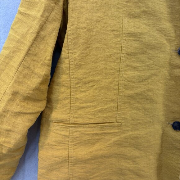 Lafayette 148 New York Zeke Linen-Blend Blazer in Mustard Yellow Size 14 - Picture 2 of 10